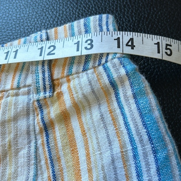 Reformation Tahiti Linen Ankle Crop Mid Rise Stripe Print Pattern Pants Sz 6 - Picture 12 of 13